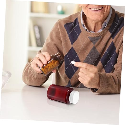 12Pcs Empty Pill Storage Bottles with Sealing Caps Portable Plastic Medicine Containers for Travel Amber Pill Bottles with Caps for Organizing Medications