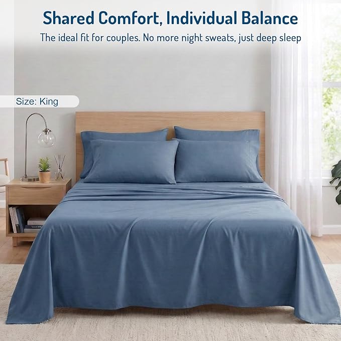 Degrees of Comfort Coolmax® Cooling Bed Sheets King Size for Hot Sleepers, Moisture Wicking Sheet Set for Night Sweats, Deep Pocket, Ultra Soft, Cozy for All Seasons, Teal 4 Pieces