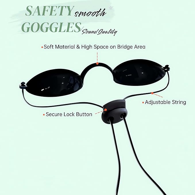 See-Through Safety Goggles Pack of 2, Transparent Safety Glasses for Tanning Use, and Half-clear Eye Protection, 2 Separate Storage Cases Included