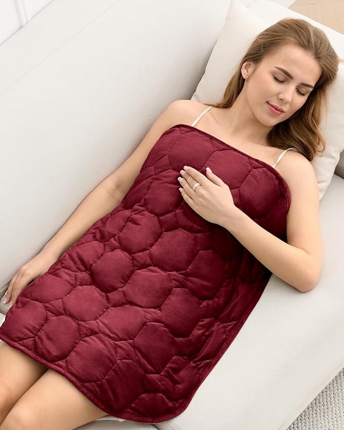 Cottonblue Weighted Lap Blanket Pad 7 lbs 29" x 24", Cozy Luxury Crystal Velvet Weighted Blanket for Adults, Small Weighted Blanket Throw All Season for Travel Relaxation Sleeping, Red Heavy Blanket