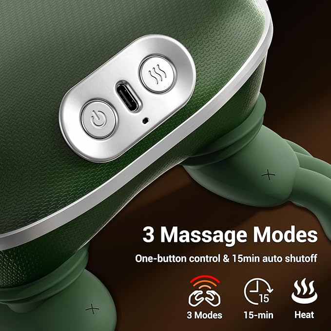Neck Massager with Heat, Bionic Deep Tissue Shiatsu Kneading, Cordless Rechargeable Hands‑Free Wearable for Muscles, Home Office Back and Shoulder Massagers with Fingers