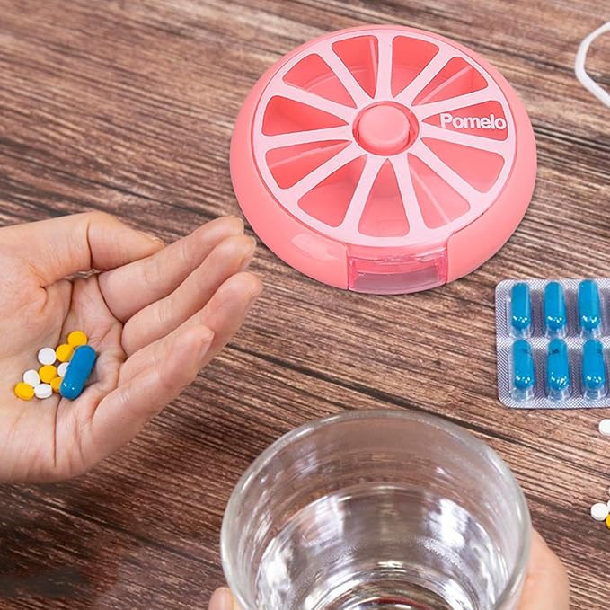 Weekly Round Pill Box - Round Weekly Pill Storage Box, Weekly Pill Organizer, Fruit-Shaped Design Storage Supplies for, Candy, Pills, and Other Items