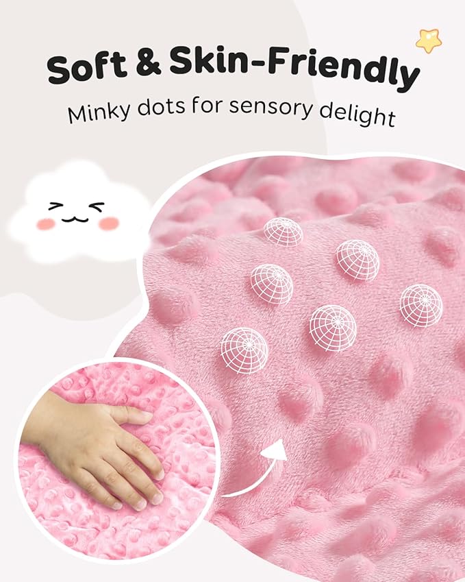 Kivik Weighted Blanket 3 lbs, 36 x 48 Inches, Pink Minky Dotted Heavy Blankets Throw, Small, Soft & Cooling, Machine Washable