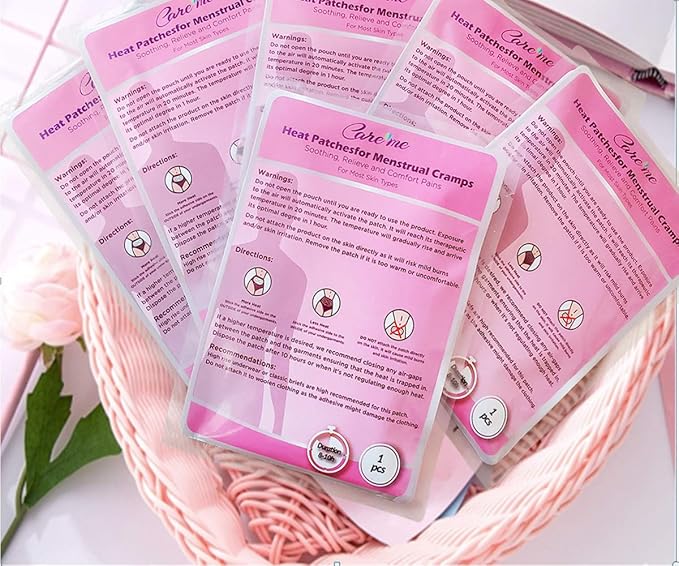 Portable Adhesive Self Heating Pads (5 Count) for Menstrual Cramps & Backache Relief – Thermal Therapy Heat Patches for Period Pain – Non-Electric Menstrual Heatwraps