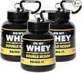 ONMYWHEY Protein Powder Container to Go - Travel Water Bottle Funnel for Mixes, Portable Pre Workout Supplement Containers & Dispenser Funnels, Mini Preworkout Supplements Holder Keychain Bottles