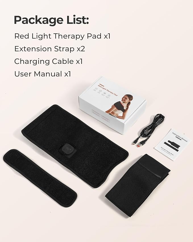 XASLA Red Light Therapy Mat, 660nm & 850nm Near Infrared Red Light Therapy for Body, 5000mAh Battery, Cordless Red Light Therapy Pad, 3 Light Intensity, Pulse Mode, Pain Relief, Improve Circulation