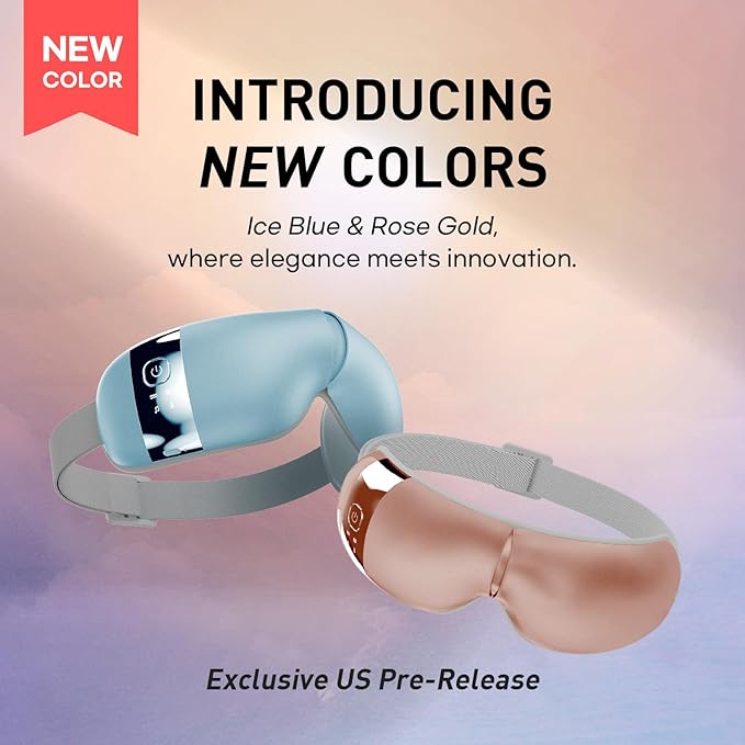 HubiCare Eye Massager with Heat, Vibration, and Music Helps Relieve Strain, Dark Circles, Dryness, and for Migraine Relief Relaxation and Better Sleep Valentines Day Gifts for Women/Men (Rose Gold)