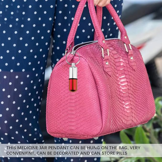 3Pcs Keychain Pill Case Portable Metal Medication Holder Aspirin Container Waterproof Mini Pill Box for Travel Outdoor (Red,Blue,Green)