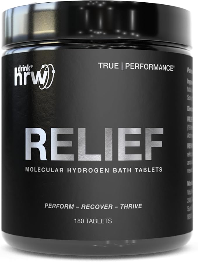 DRINK HRW Hydrogen Bath Bomb Tablets: Muscle Relief & Recovery, Magnesium Soak for Relaxation, Natural Pain Relief, Therapeutic Bath Bombs Post Workout (180 Count)