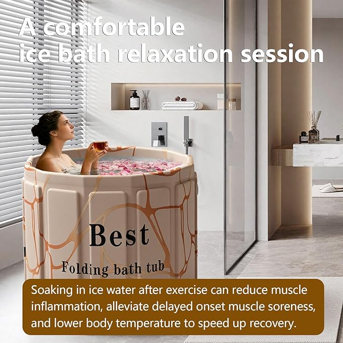 Portable Bathtub for Adult, Foldable Soaking Bathtub for Hot SPA&Ice Bath, Foldable Small Bathtub collapsible bathtub for Bathing, 6-layer Insulated portable tub,Space-Saving (Fantasy 25.9X31.5IN)