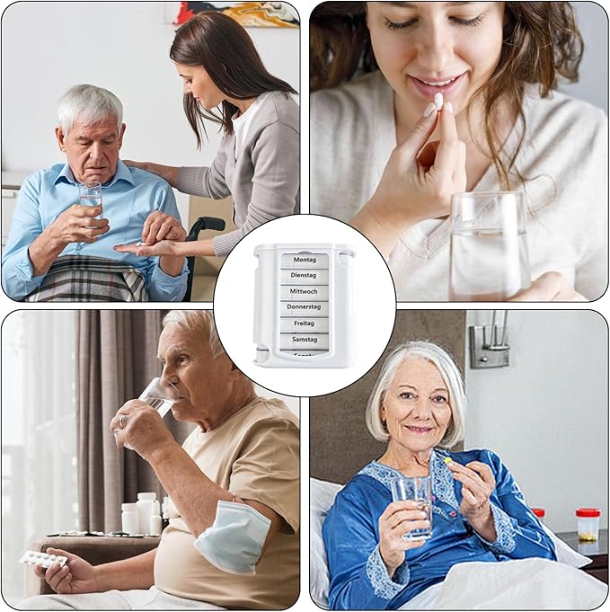 Weekly Stackable Pill Organizer, 4 Times A Day Pill Organizer Box Morning, Noon, Evening, and Bedtime,7 Stackable Compartments，White