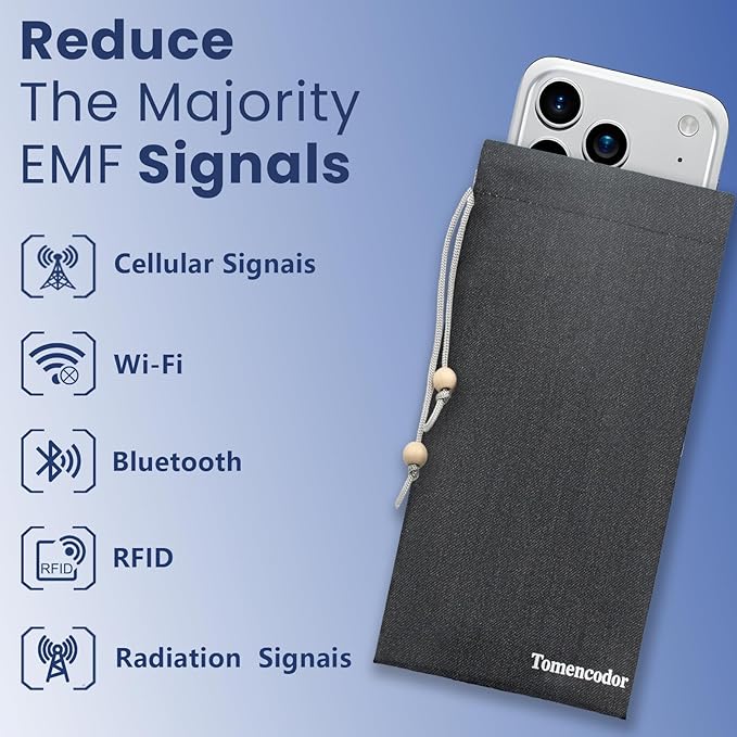 2Pack EMF Blocker for Cell Phone, Radiation Protection Bags, Anti EMP Blocking Phone Case, Cell Phone Radiation Blocker, EMF/WiFi/RFID/GPS Signal Blocker Phone Pouch (Black)