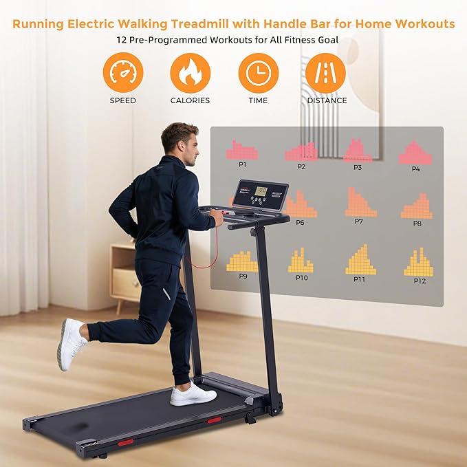 Walking Pad with Handle Bar and Incline, 3.0HP Under Desk Treadmill for Home Small Space, 0.6-7.6MPH Portable Walking Pad Treadmill with Handles, 350LBS, 2026 Upgrade