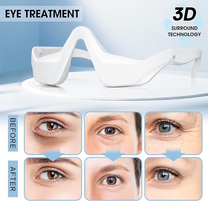 Under Eye Therapy Glasses-Eye Light Massager with 2 Modes, Eye Massager for Relieving Eye Fatigue, Reducing Wrinkles, Eye Bags, Dark Circles