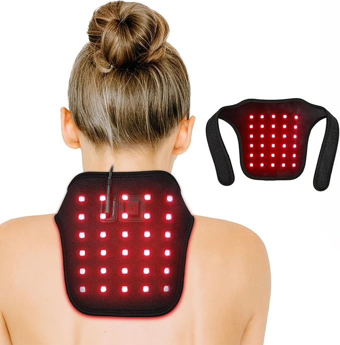 UTK Red Light Therapy for Neck Pain Relief, Infrared Red Light Therapy Device for Cervical Pain, 660&850nm, 30pcs 4-Chips-in-1 LEDs Light Therapy at Home