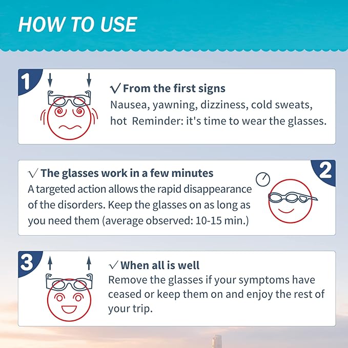Hion 2 Pairs Kids Anti- Motion Sickness Smart Glasses, Ultra-Light Portable Nausea Relief Liquid Glasses, Carsickness Airsickness Seasickness Glasses, Kids Travel/Cruise Essentials