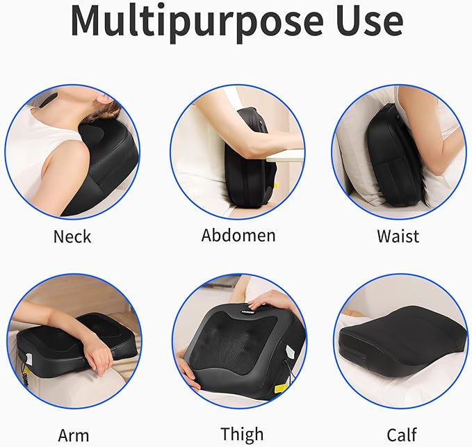 2 in 1 Back Massager and Lumbar Support Pillow with Heat, Shiatsu Massagers Deep Tissue Kneading Massage Pillows for Lower Back Leg Shoulder, Pillow for Office Chair, Gifts for Mom Dad Women Men