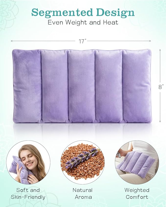 Small Microwave Heating Pad for Neck and Shoulder, Microwavable Versatile Cold/Heated Muscle Ache, Soothing Fatigue Wrap for Back Pain and More, Moist Heat Pad Warm Compress (8x17 inch)