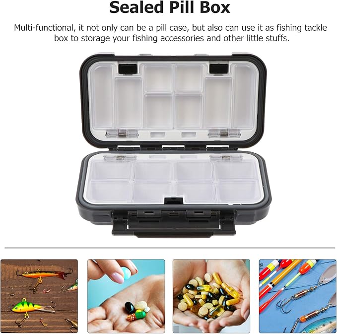 EXCEART Travel Medicine Kit Mini Pill Organizer 8 Compartments Travel Medicine Box Case Pill Box Medicine Pill Tablet Capsule Organizer for Fish Oil Supplement Tool Chest Organizer