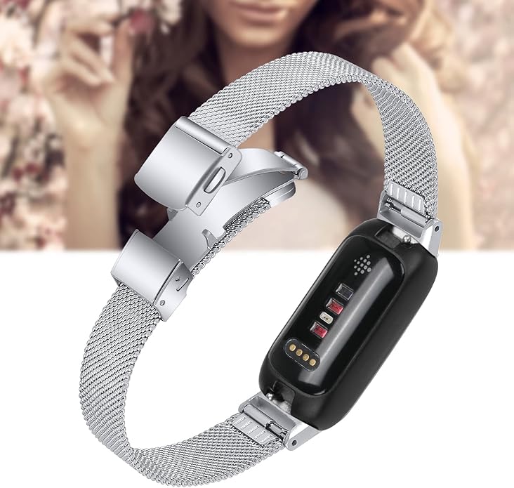 FitTurn 2PACK Slim Band Compatible with Fitbit inspire 3 SmartWatch, Mesh Stainless Steel Adjustable Watchband Wristbands Bracelet Watch Band for Fitbit inspire 3 Health & Fitness Tracker