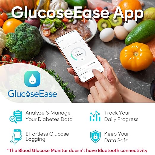 Easy@Home Blood Glucose Monitor Kit: GlucoseEase Blood Sugar Testing Kit with 100 Glucometer Strips and 100 Blood Lancets – Not Bluetooth Enabled – Portable Diabetes Testing Kit for Home Use EBG-100SL