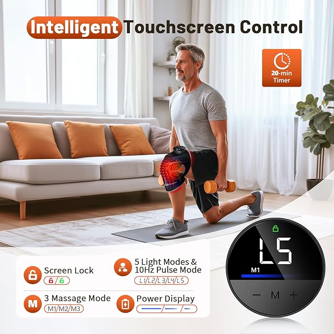 Red Light Therapy Knee Brace, Vibration Knee Massage with Extension Band, Wireless Rechargeable Controller,660nm and 850nm Near Infrared Light Therapy Device for Knee/Elbow/Shoulder Pain Relief
