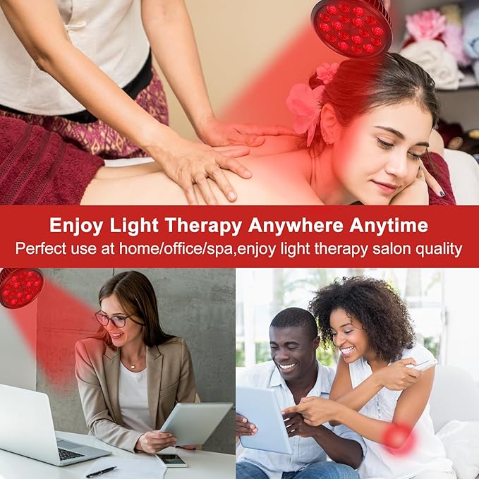 Red Light Therapy Bulb-18 LEDs Lamp for Body and Face with 660nm Red and 850nm (Invisible to Naked Eyes) Infrared Light Therapy Device for Skin-Only Lamp