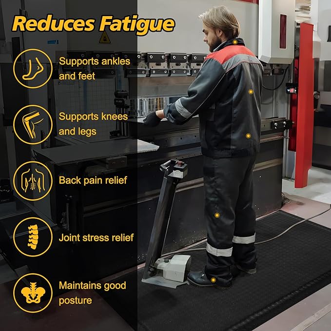 Anti Fatigue Mats Industrial 2' x 5' 15/16" Thick Ergonomic Standing Mat Commercial Kitchen Mat Heavy Duty Diamond Plate Cushioned Shop Floor Mats Helps Relieve Back and Leg Soreness