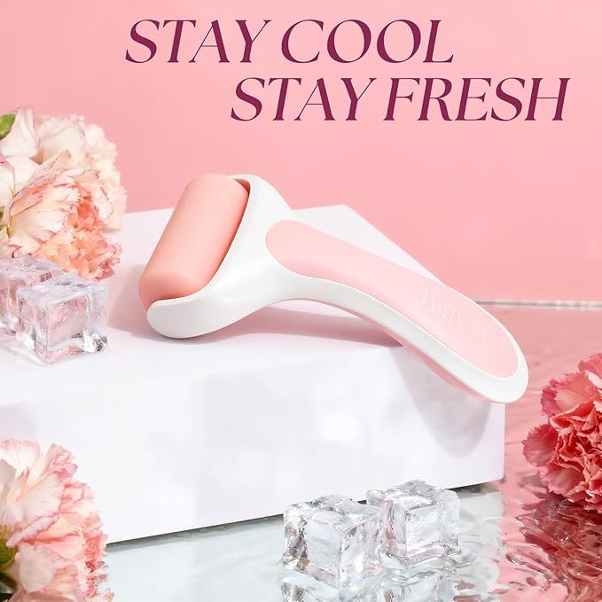 Ice Roller for Face, Premium Facial Ice Roller and 2X Rollers for Long Lasting Cold - Eye Roller for Puffy Eyes & Cold Massage for Migraines (Pink)