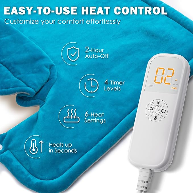 Weighted Neck & Shoulder Heating Pad for Pain Relief | Father’s Day Gift for Dad Husband from Daughter Son Wife, Birthday Gifts for Dad Men Women Mom | 6 Heat Settings, 2H Auto‑Off | Home & Office Use