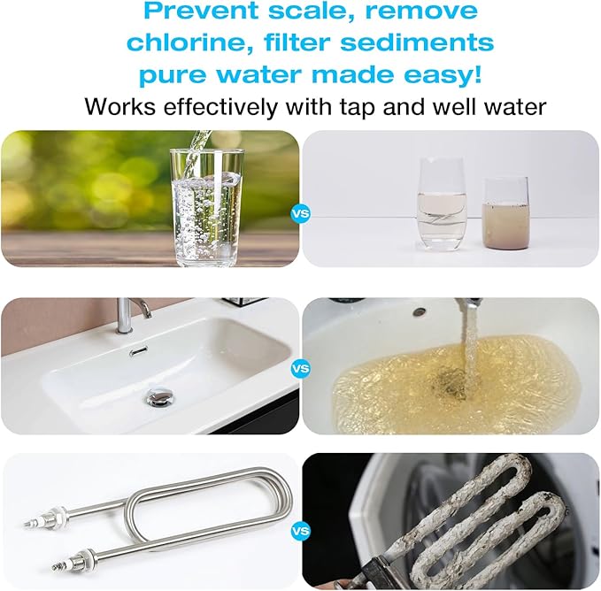 H&G Lifestyles Whole House Water Filter Cartridge, 4.5 x 20 KDF Water Filter, Polyphosphate Water Descaler, PP Cotton Filter, Compatible with ECP5-20BB,SPC-45-2005,DGD-5005-20