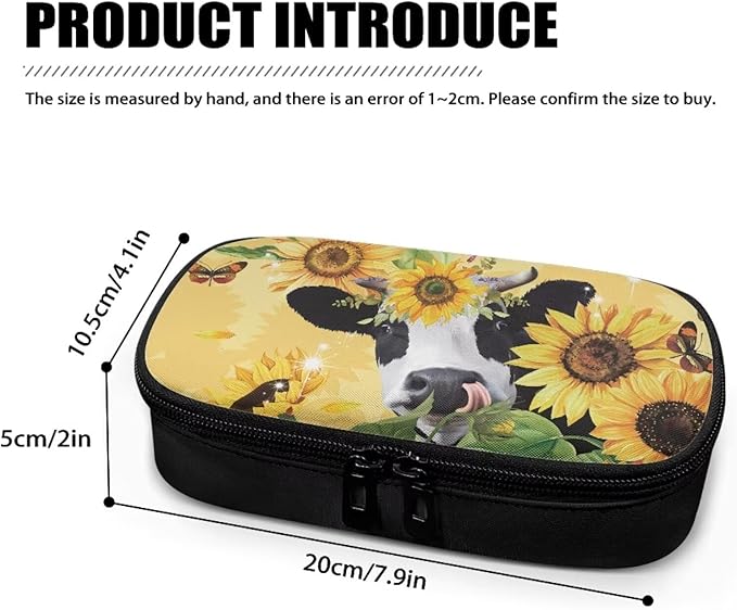 Insulin Cooler Travel Case, Cute Sunflower Cow Insulated Diabetic Bag with Handle Portable Medication Cooler Bag for Insulin Pens and Blood Glucose Monitor Supplies