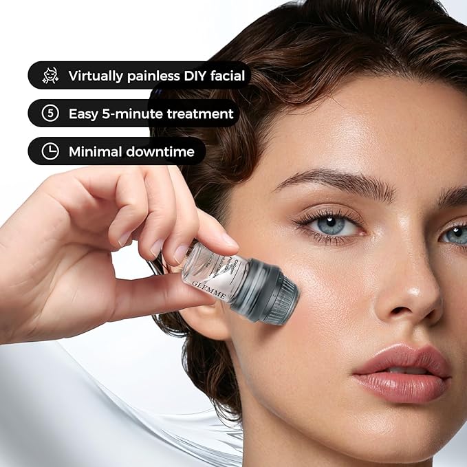 Micro Infusion System for Face & Neck, Titanium Needle Cosmetic Stamp Hydra Microneedling Serum - Peptides & Hyaluronic Acid Serum for All Skin Types, 0.25mm Home Infusion Set