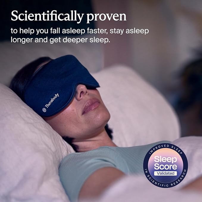 TheraGun Therabody Sleep Mask Ultra-Comfortable, 100% Blackout Sleep Eye Mask with Gentle Eye Massager Vibration for Stress Relief, Headache Relief & Self Care - Facial Massager for Women & Men