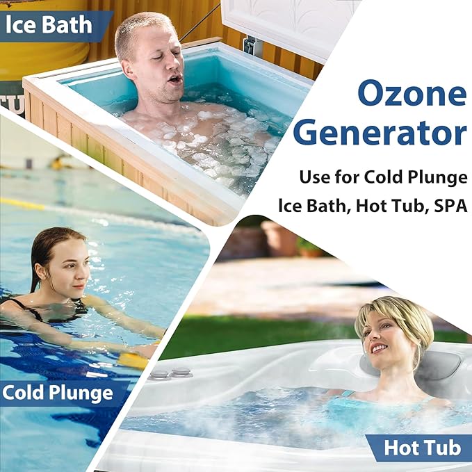 2000mg/h Ozone Generator Cold Plunge with Timer, Ozone Generator Water Keep Cold Plunge, Ice Bath, Spa, Hot Tub, Pool Clean and Fresh for Long Time