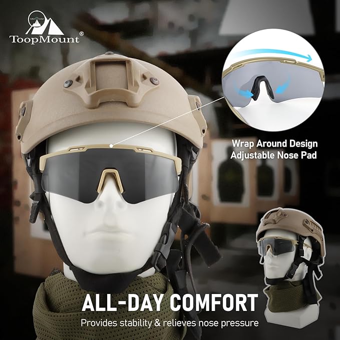 Tactical Eyewear Anti Fog, ANSI Z87.1 Sports Glasses with 3 Interchangeable Lens UV400 Protection Airsoft Goggle