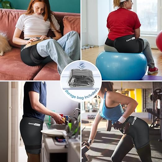 Comfitech XL Hip Ice Pack Wrap Reusable Cold Application Brace with Extra Large Gel Pad & Extended Straps for Total Hip Replacement, Thigh, Shoulder, Back