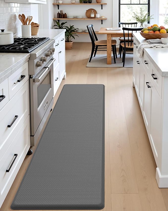 DEXI Kitchen Mat Cushioned Anti Fatigue, Extra Long Large Comfort Standing Floor Mats Waterproof, Memory Foam Antifatigue Runner Rug for Desk Office, Sink, Laundry, 70x20, Grey