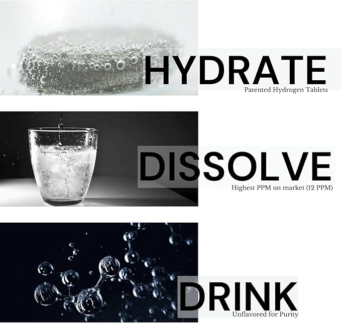 Hydrogen Water Tablets for Drinking Water 30 Count Creates 12 PPM Nanobubbles - US Company