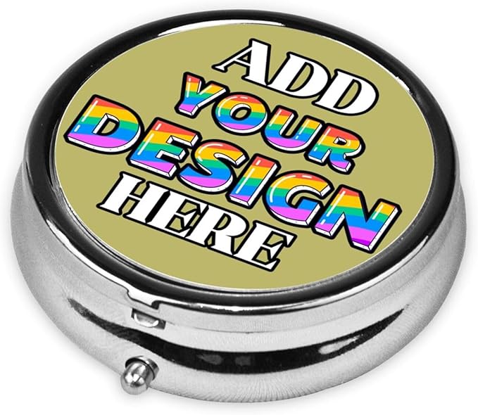 Custom Travel Pill Box, Medicine Pill Organizer Case Container Travel Pill Holder Vitamin for Boxes Med Wallet Portable Mini Pastillero Round, Dark Khaki, Personalized Gifts with Photo