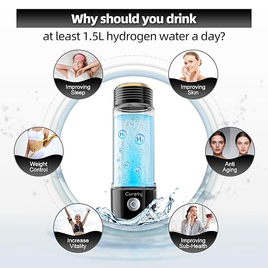 Hydrogen Water Bottle, 3 in 1 Hydrogen Water Bottle Generator, Hydrogen Water Ionizer 2300PPB with SPE/PEM Technology, Hydrogen Water Machine for Home Office Travel Fitness Drinking