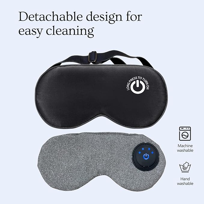 Heated Eye Mask FSA -HSA Eligible, 100% Pure Mulberry Silk, Cordless Warm Eye Compress for Dry Eyes Relief, 3 Heat Settings, 1500mAh Rechargeable, Washable Cover, Sleep & Travel