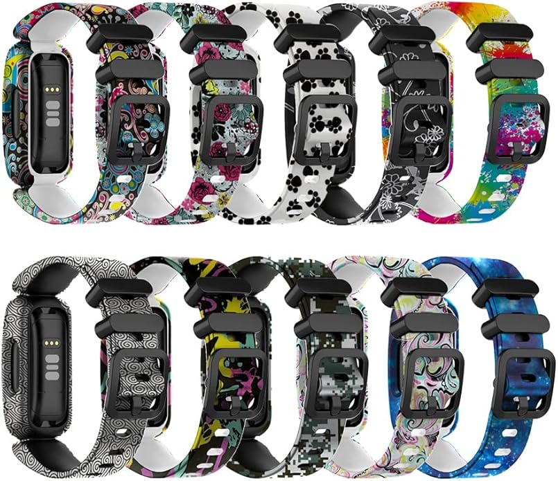 FitTurn Cute Pattern bands Compatible with Fitbit Ace 3 Activity Tracker, Replacement Adjustable Silicone Sport Strap Wristbands Accessories for Ace 3 Tracker