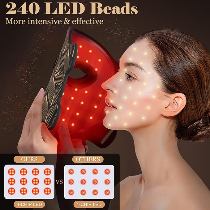 Red Light Therapy for Face, 8 Colors LED Face Mask Light Therapy with 850NM Near-infrared, Portable Rechargeable Red Light Therapy Mask Skin Care Device at Home and Travel for Anti-Aging, Black