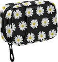 Fustylead White Daisy Travel Pill Organizer Bag with Zipper Small Pill Box 7 Day Pill Case for Purse Storage Weekly Vitamin Medicine Supplement