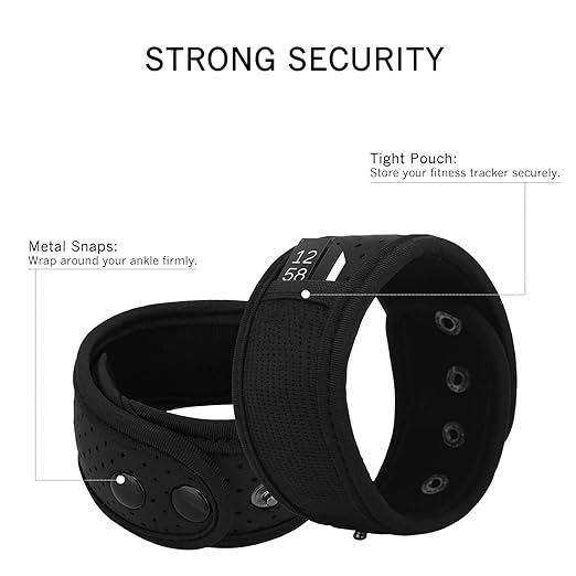 Moko 2-Pack Sweatproof Ankle Strap Fit Fitbit Luxe/Inspire 2/HR/Inspire/Charge 5/4/3/2/Alta/Alta HR/Flex 1/2/Garmin, Adjustable Fitness Tracker Ankle Band with Mesh Pouch - Black