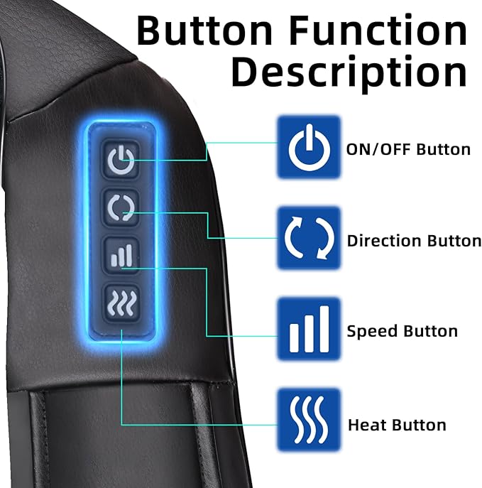 Joyset Shiatsu Neck and Back Massager with Heat,Shoulder Massager for Pain Relief Deep Tissue, 3D Kneading Massage with Cloth Cover,Carry Bag,Best Gifts for Men Women Parents