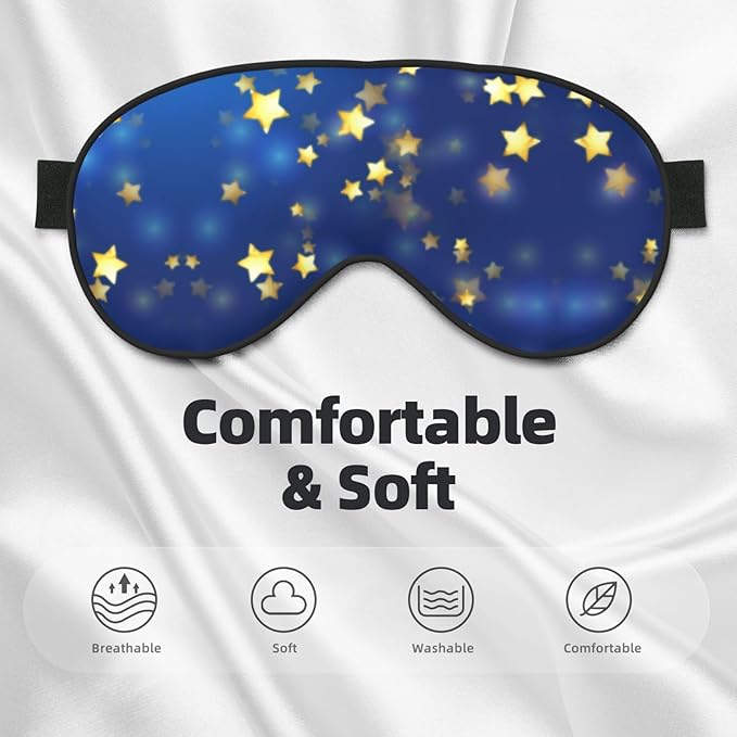 Gold Glamour Stars Sleep Mask Eye Mask with Adjustable Strap Eye Sleep Shade Cover Blocks Light for Women Men Airplane Travel Nap