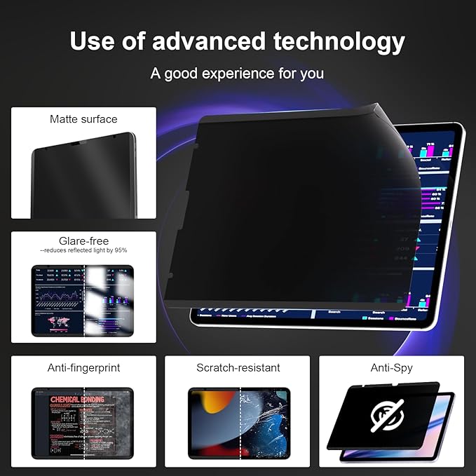 IPROKKO Magnetic Privacy Screen Protector Compatible With iPad 11th A16 2025 11" & 10th 2022 10.9 Inch, Removable Anti Blue Light Glare Spy Private Filter Black Security Shield Screen Cover [Support Apple Pencil]