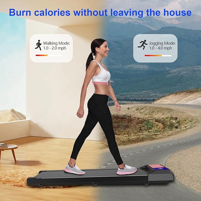 Under Desk Treadmill,Walking Pad with 5% Incline，Treadmills for Home & Office, 2.5HP Portable Treadmill with Remote Control and LED Display
